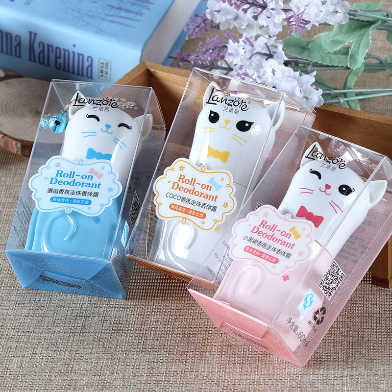 LanzoYe Cat Fragrance Roll-on Body Lotion Travel Women&#039;s Underarm Fragrance Antiperspirant Ball Perfume