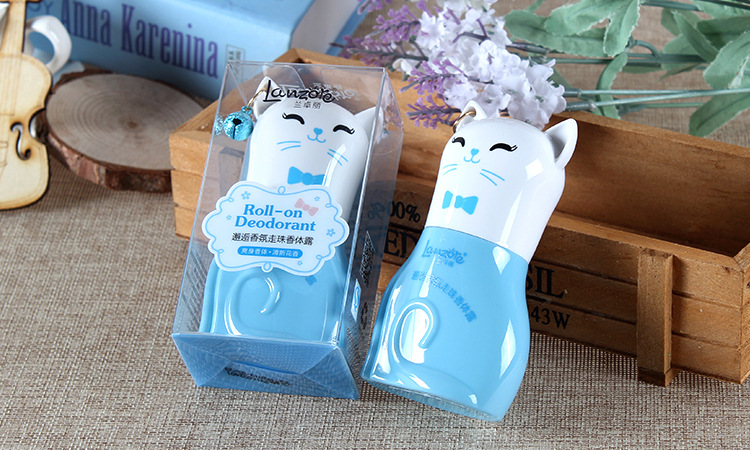 LanzoYe Cat Fragrance Roll-on Body Lotion Travel Women's Underarm Fragrance Antiperspirant Ball Perfume
