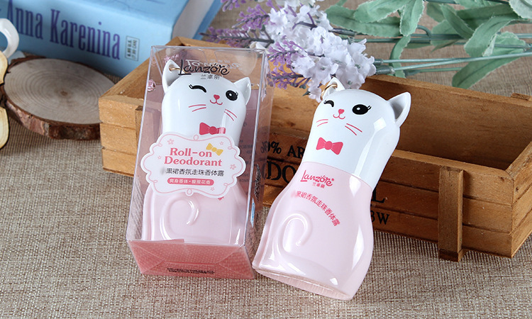 LanzoYe Cat Fragrance Roll-on Body Lotion Travel Women's Underarm Fragrance Antiperspirant Ball Perfume