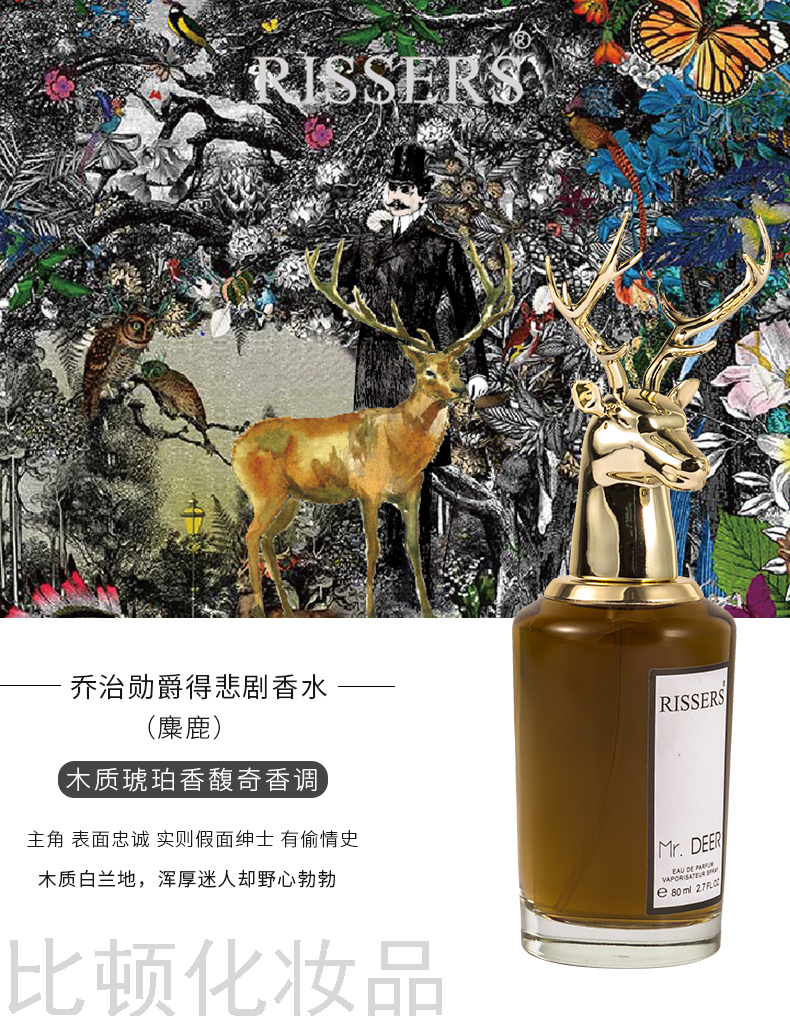 Rissers Factory Direct Supply Beast Head 80ml Perfume Fox Elk Fresh Long-Lasting Natural Eau De Toilette Set