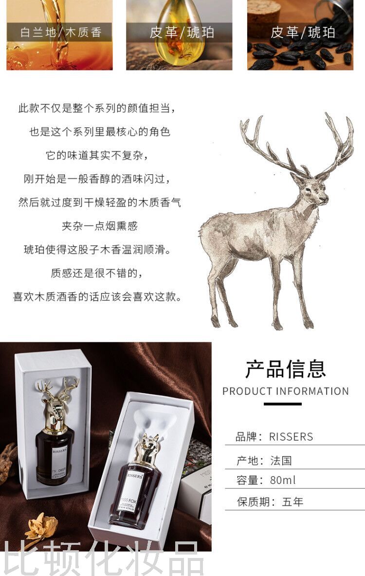 Rissers Factory Direct Supply Beast Head 80ml Perfume Fox Elk Fresh Long-Lasting Natural Eau De Toilette Set