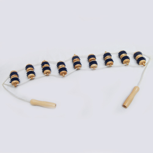 Manufacturers selling wooden massager back massage device with 9 rows of leather ring pull back