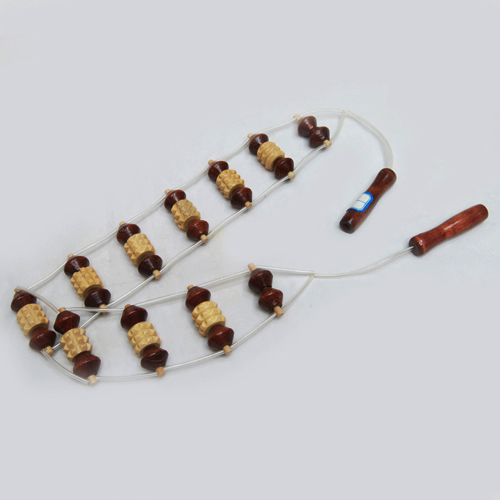 Manufacturers selling wooden massager back massage device with 9 rows of leather ring pull back