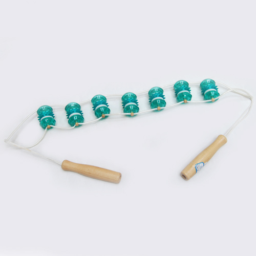 Manufacturers selling wooden massager back massage device with 9 rows of leather ring pull back