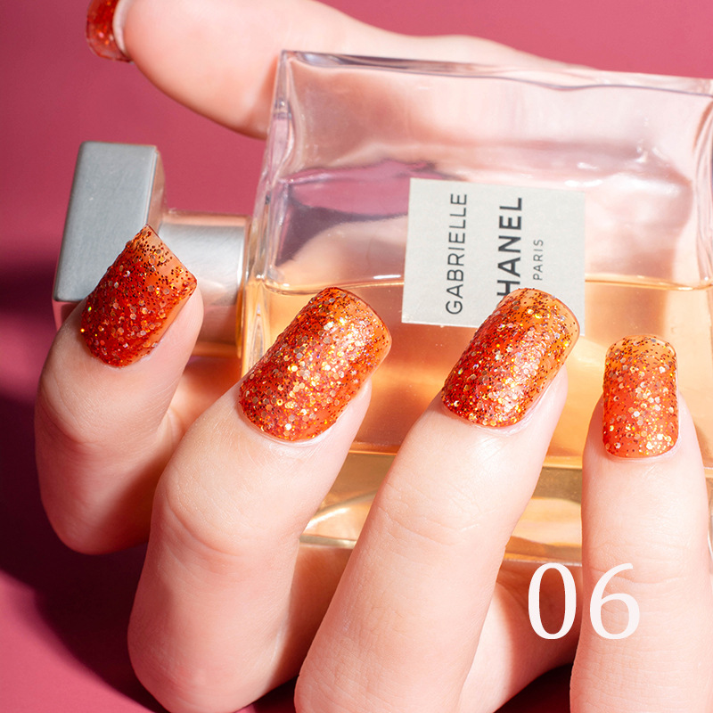 15ml Glitter Nail Polish 12 Colors Nail Polish Set Baking-Free Transparent Color Nail Polish Factory Direct Sales