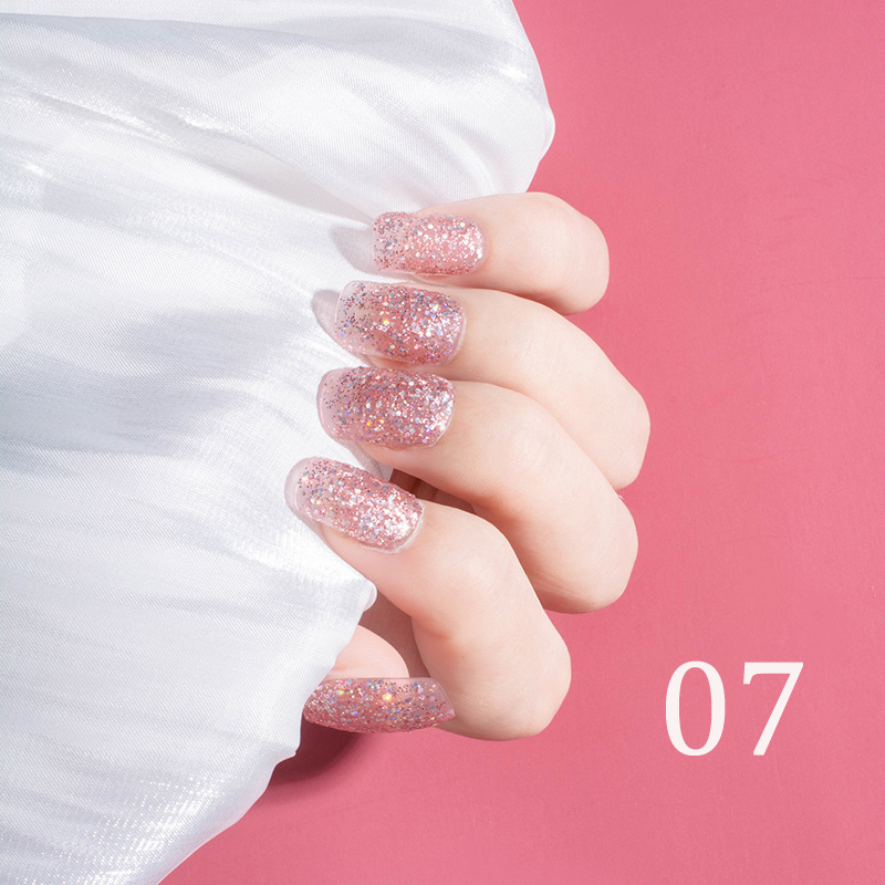 15ml Glitter Nail Polish 12 Colors Nail Polish Set Baking-Free Transparent Color Nail Polish Factory Direct Sales