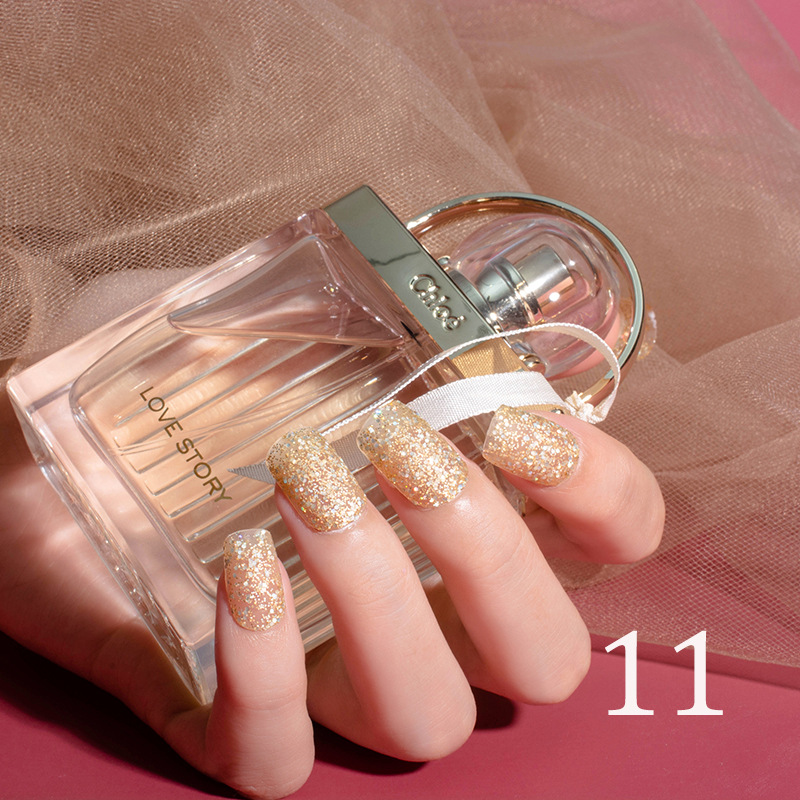 15ml Glitter Nail Polish 12 Colors Nail Polish Set Baking-Free Transparent Color Nail Polish Factory Direct Sales