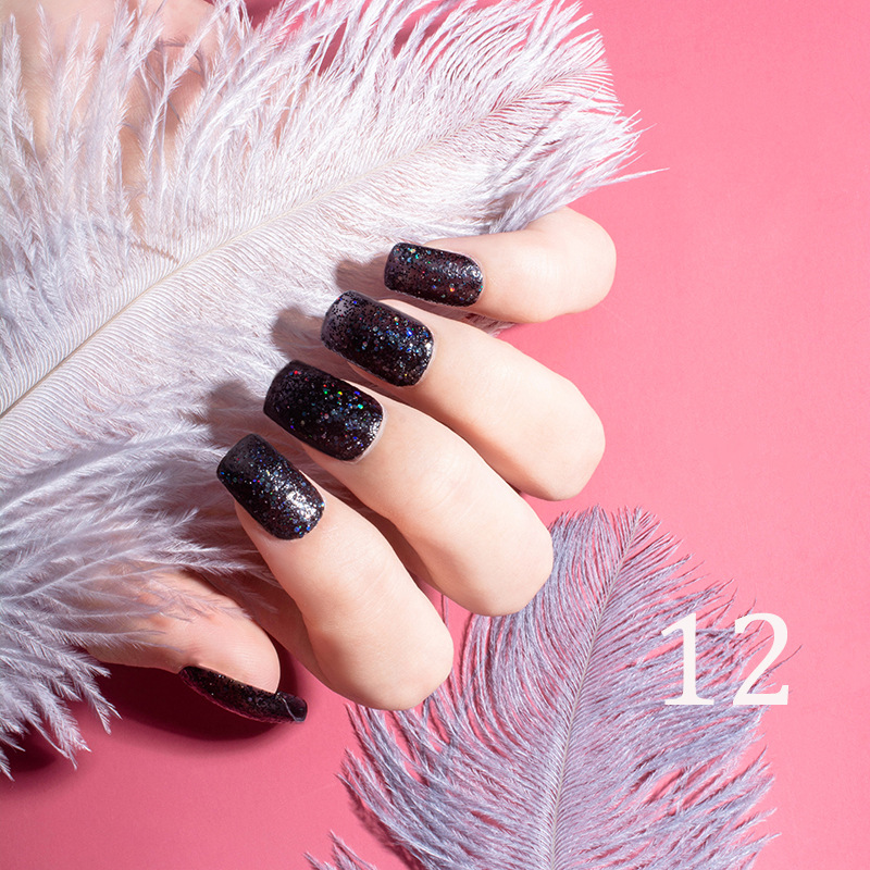 15ml Glitter Nail Polish 12 Colors Nail Polish Set Baking-Free Transparent Color Nail Polish Factory Direct Sales