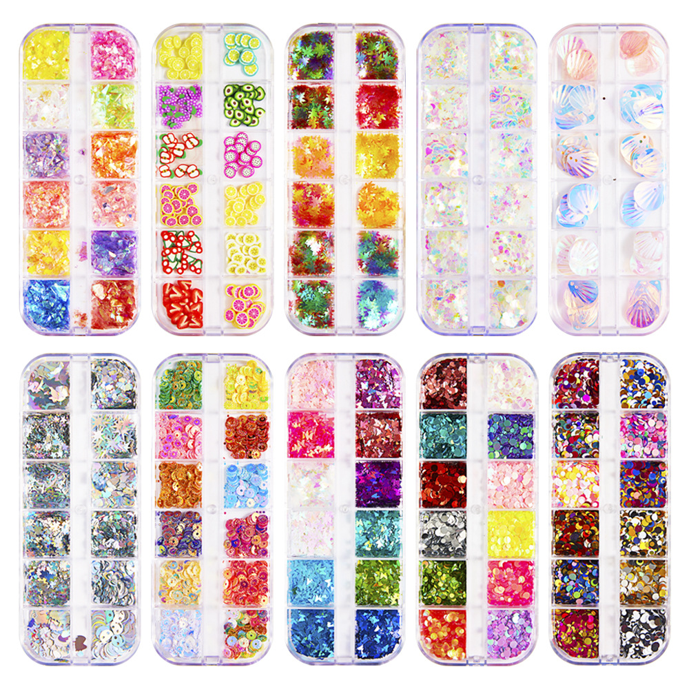 Nail Butterfly Sequins Heart-Shaped Laser Ornament 12 Colors Nail Sticker Amazon Manicure Set