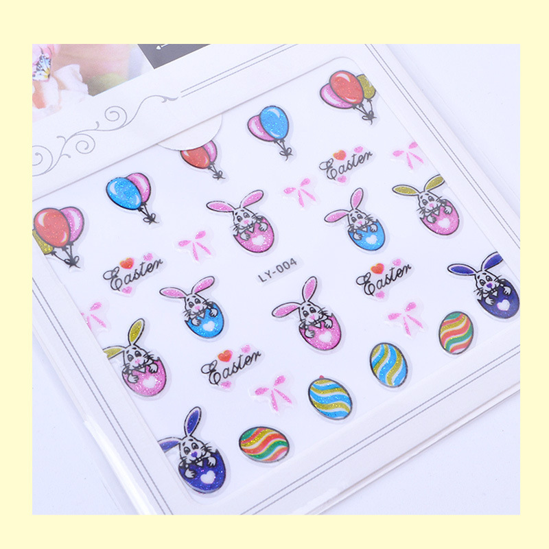 Children&#039;s Cartoon Hyuna Same Style Fresh Cute Nail Sticker 3D Glitter Colorful Nail Stickers Set