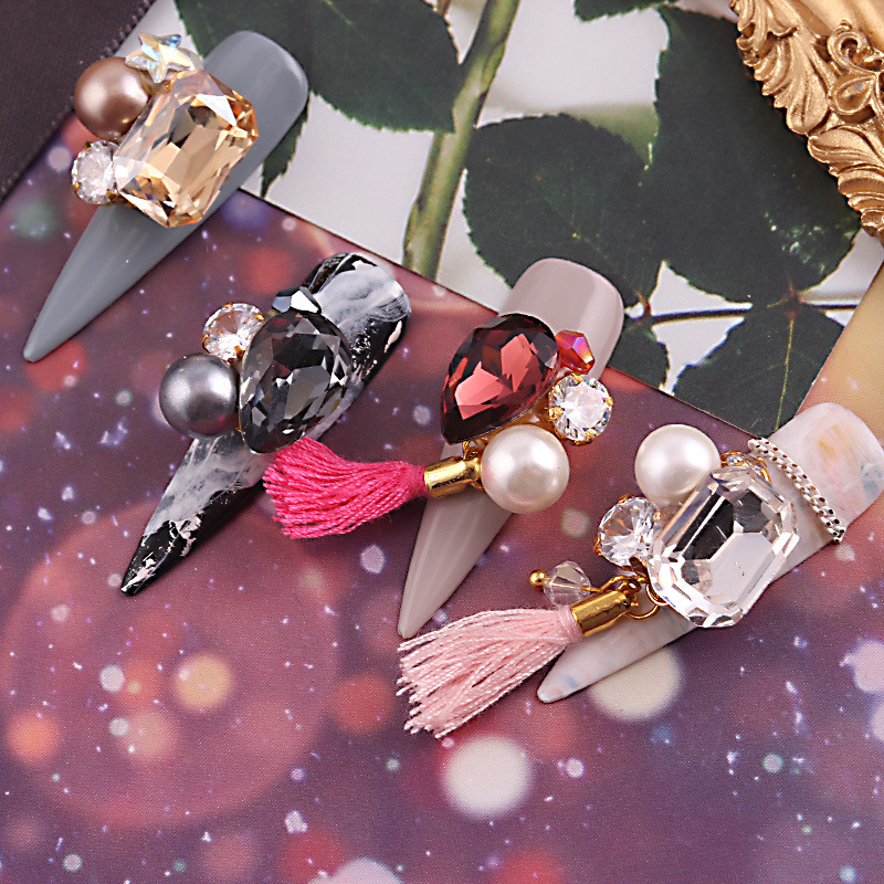 Luxury Handmade Combination Nail Ornament High-End Custom Nail Jewelry Wedding Armor Nail Sticker