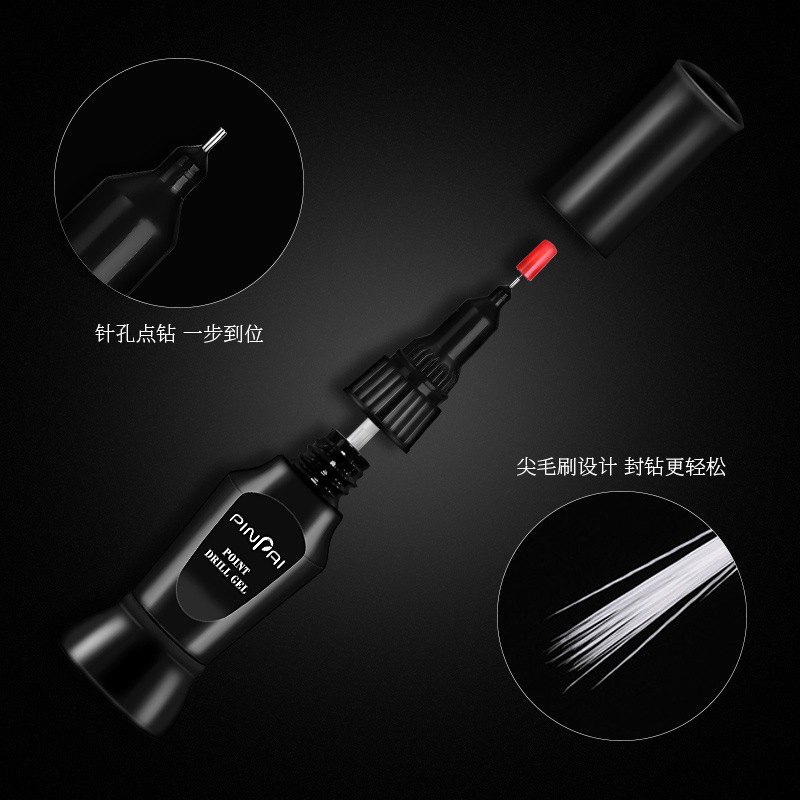 Piple Nail Art Rhinestone Sticking Glue UV Seal Diamond Sticker Flower Ornaments Glue Needle Brush DualUse Drilling Glue