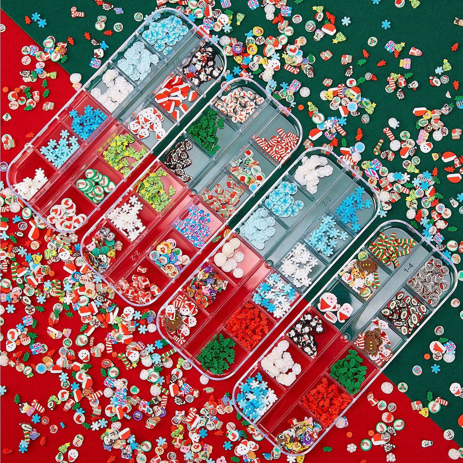 Cross-Border Christmas Nail Sequins Makeup Snowflake Santa Tree Nail Ornament Nail Sticker Flash Pink Diamond