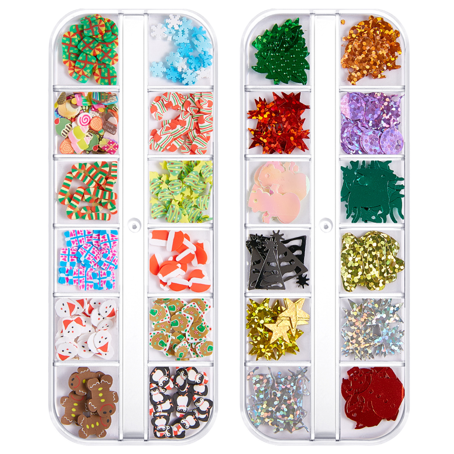 Cross-Border Christmas Nail Sequins Makeup Snowflake Santa Tree Nail Ornament Nail Sticker Flash Pink Diamond