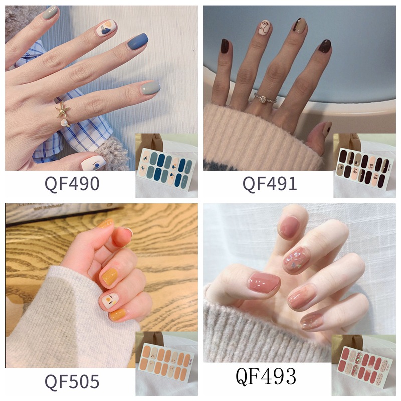 Leopard Nail Sticker Glass Purple Net Red Full Sticker Hipster Nude Color Nail Sticker Waterproof Tearable Nail Sticker