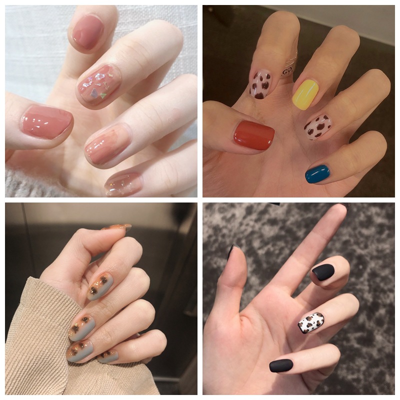 Leopard Nail Sticker Glass Purple Net Red Full Sticker Hipster Nude Color Nail Sticker Waterproof Tearable Nail Sticker