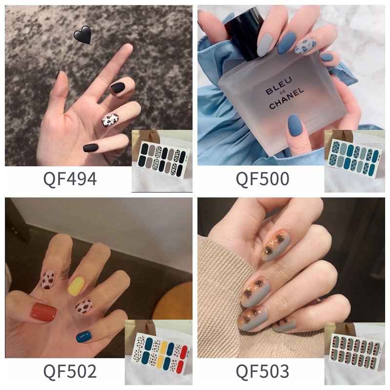 Leopard Nail Sticker Glass Purple Net Red Full Sticker Hipster Nude Color Nail Sticker Waterproof Tearable Nail Sticker