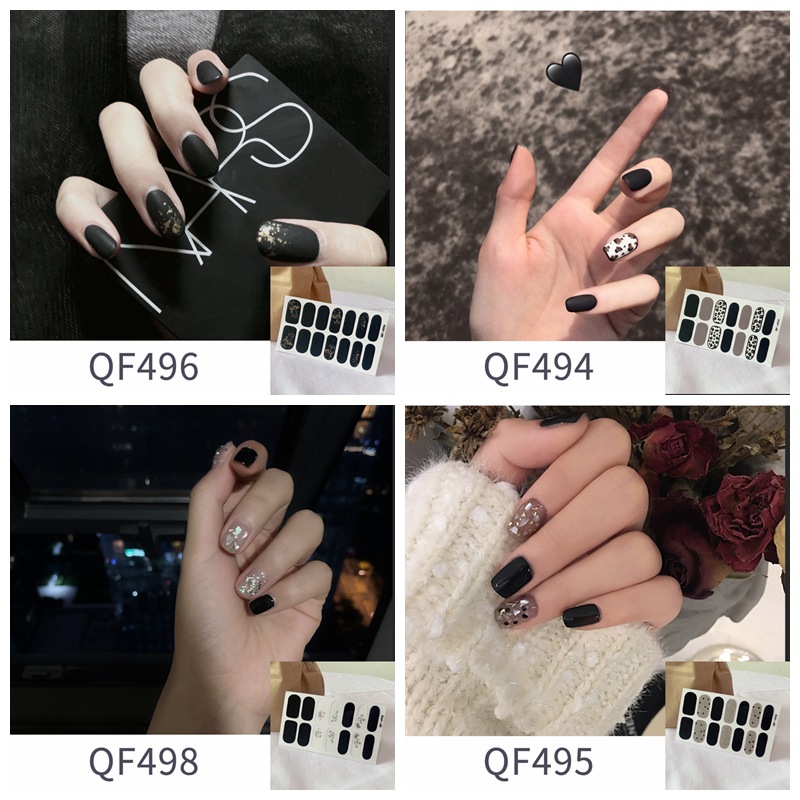Leopard Nail Sticker Glass Purple Net Red Full Sticker Hipster Nude Color Nail Sticker Waterproof Tearable Nail Sticker
