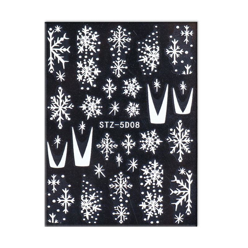New Arrival Nail Stickers Ins ThreeDimensional 5D Relief Christmas Snowflake French Adhesive Nail Sticker Ornament Nail