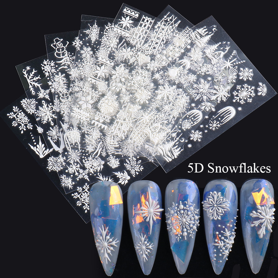 New Arrival Nail Stickers Ins ThreeDimensional 5D Relief Christmas Snowflake French Adhesive Nail Sticker Ornament Nail New Arrival Nail Stickers Ins ThreeDimensional 5D Relief Christmas Snowflake French Adhesive Nail Sticker Ornament Nail