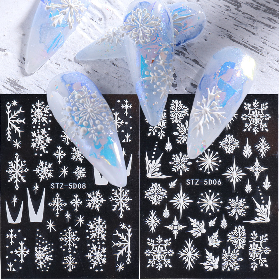 New Arrival Nail Stickers Ins ThreeDimensional 5D Relief Christmas Snowflake French Adhesive Nail Sticker Ornament Nail New Arrival Nail Stickers Ins ThreeDimensional 5D Relief Christmas Snowflake French Adhesive Nail Sticker Ornament Nail
