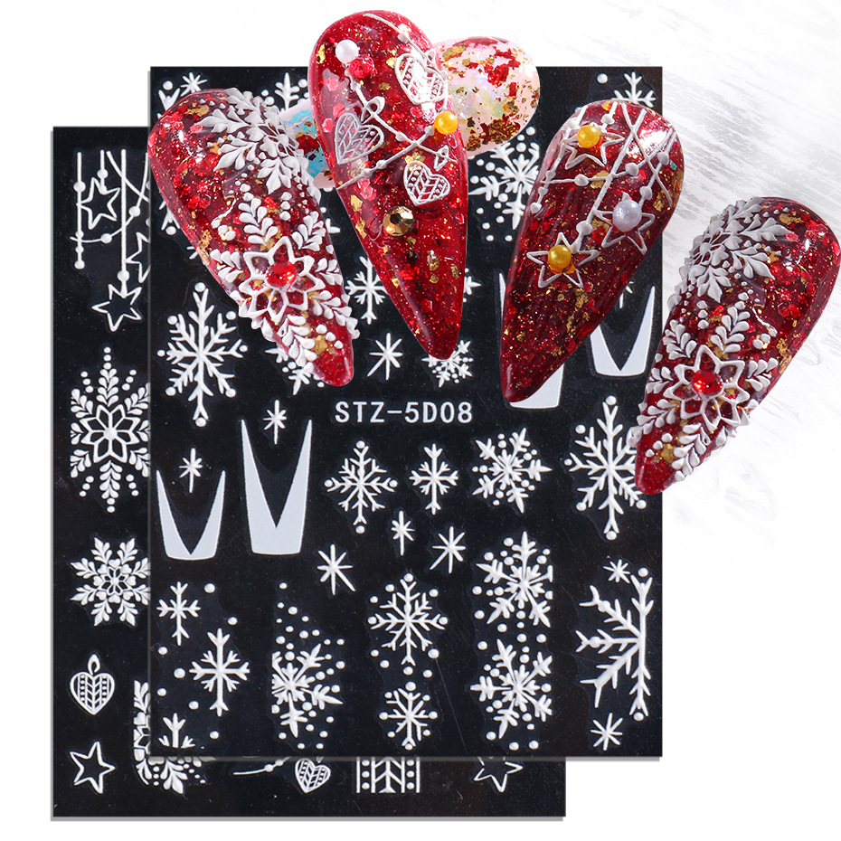 New Arrival Nail Stickers Ins ThreeDimensional 5D Relief Christmas Snowflake French Adhesive Nail Sticker Ornament Nail New Arrival Nail Stickers Ins ThreeDimensional 5D Relief Christmas Snowflake French Adhesive Nail Sticker Ornament Nail