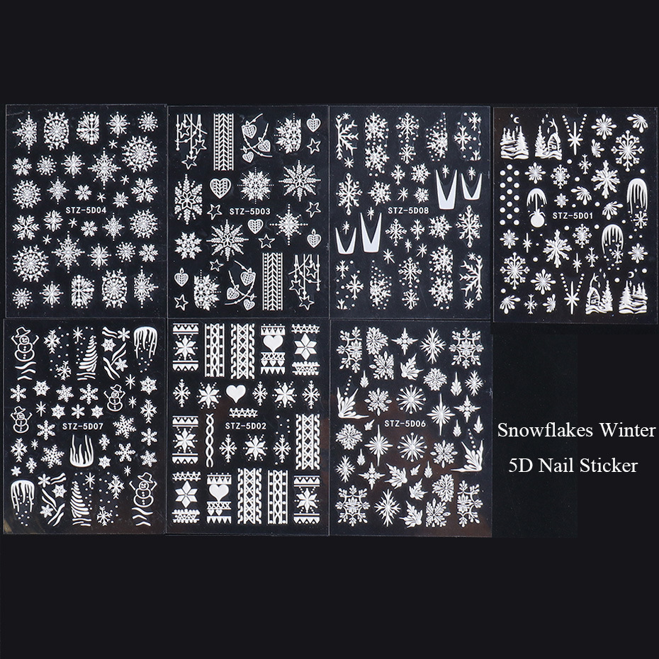 New Arrival Nail Stickers Ins ThreeDimensional 5D Relief Christmas Snowflake French Adhesive Nail Sticker Ornament Nail New Arrival Nail Stickers Ins ThreeDimensional 5D Relief Christmas Snowflake French Adhesive Nail Sticker Ornament Nail
