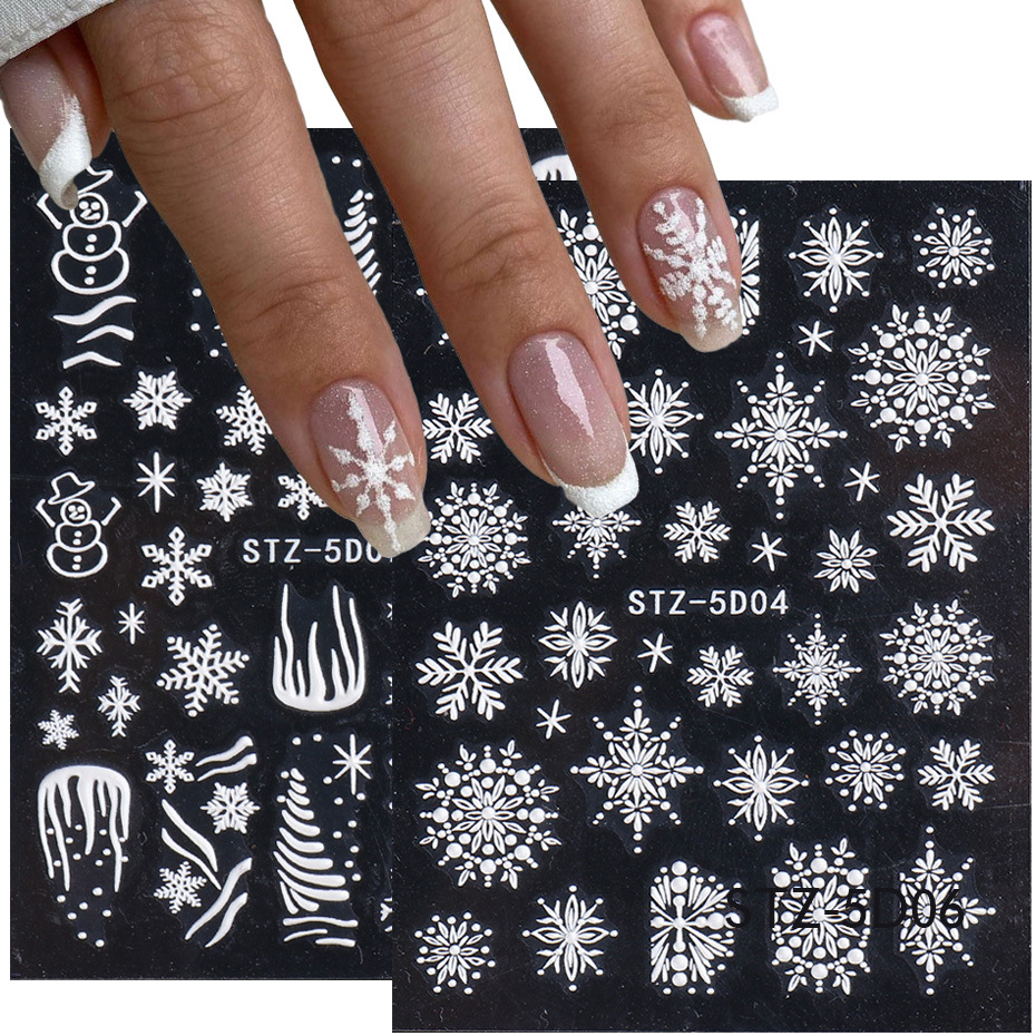 New Arrival Nail Stickers Ins ThreeDimensional 5D Relief Christmas Snowflake French Adhesive Nail Sticker Ornament Nail New Arrival Nail Stickers Ins ThreeDimensional 5D Relief Christmas Snowflake French Adhesive Nail Sticker Ornament Nail