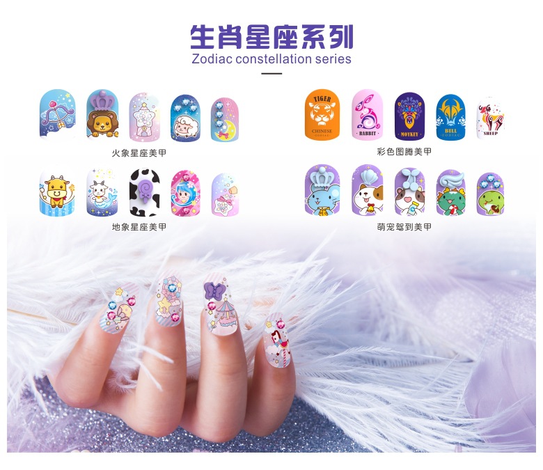 Carlith 3D Magic Manicure Children's Creative DIY Water Soluble Nail Sticker Girls' Makeup Toy Set A036
