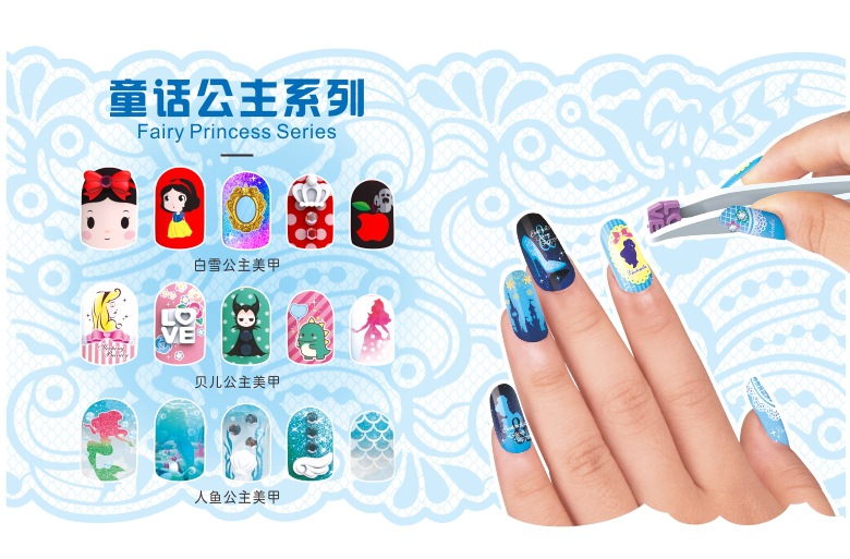 Carlith 3D Magic Manicure Children's Creative DIY Water Soluble Nail Sticker Girls' Makeup Toy Set A036