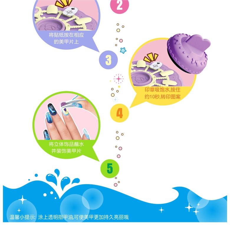 Carlith 3D Magic Manicure Children's Creative DIY Water Soluble Nail Sticker Girls' Makeup Toy Set A036