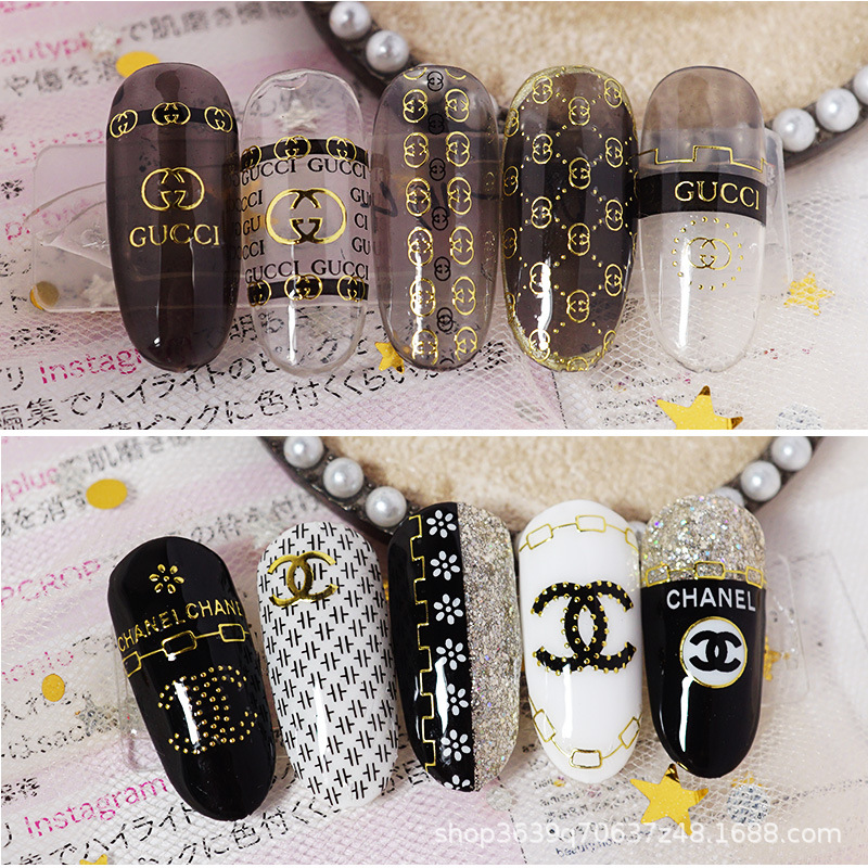 Japanese Nail Sticker Champagne Gold Nail Sticker 3D with Adhesive Graceful Nail Sticker Decorative Nail Shaped Piece