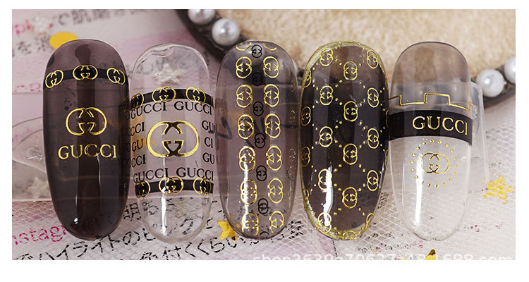 Japanese Nail Sticker Champagne Gold Nail Sticker 3D with Adhesive Graceful Nail Sticker Decorative Nail Shaped Piece