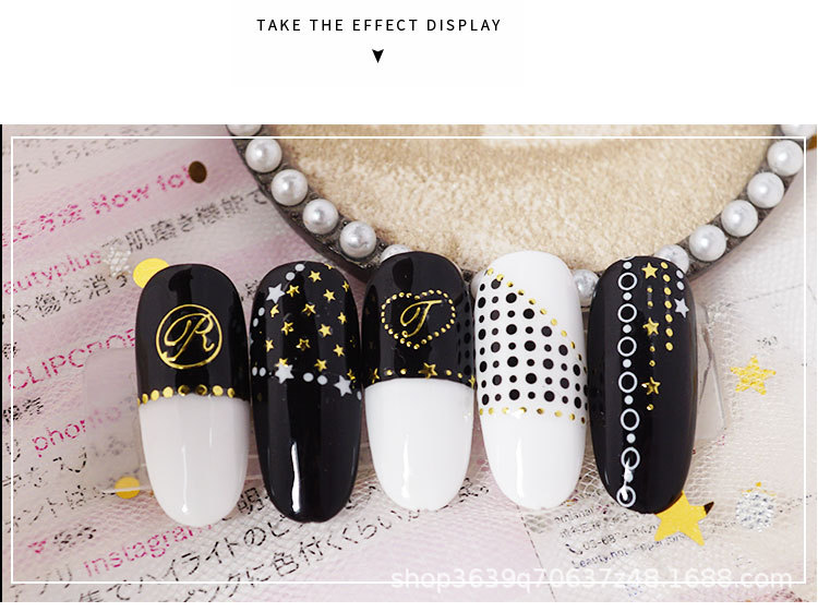 Japanese Nail Sticker Champagne Gold Nail Sticker 3D with Adhesive Graceful Nail Sticker Decorative Nail Shaped Piece
