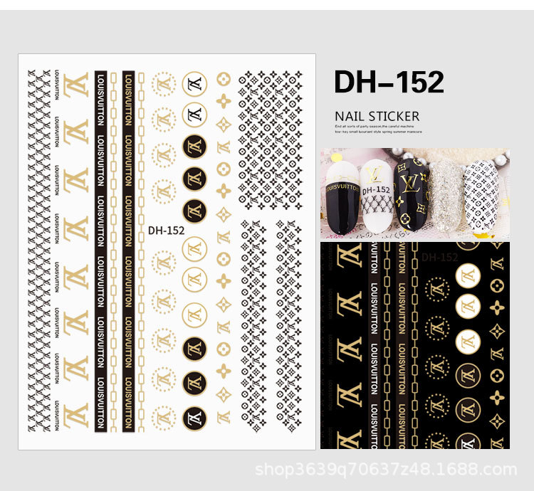 Japanese Nail Sticker Champagne Gold Nail Sticker 3D with Adhesive Graceful Nail Sticker Decorative Nail Shaped Piece