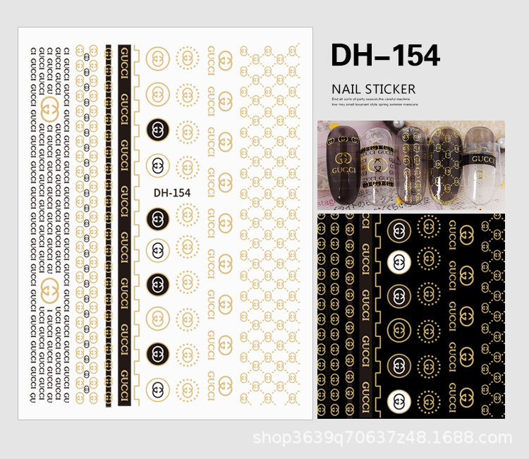 Japanese Nail Sticker Champagne Gold Nail Sticker 3D with Adhesive Graceful Nail Sticker Decorative Nail Shaped Piece