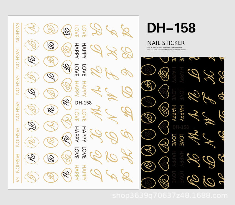 Japanese Nail Sticker Champagne Gold Nail Sticker 3D with Adhesive Graceful Nail Sticker Decorative Nail Shaped Piece