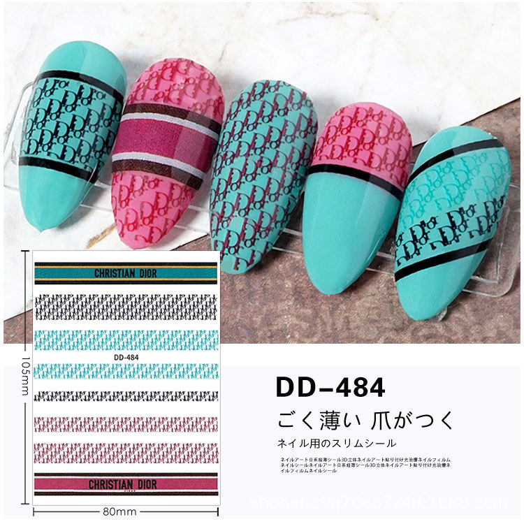 Japanese Nail Sticker Champagne Gold Nail Sticker 3D with Adhesive Graceful Nail Sticker Decorative Nail Shaped Piece