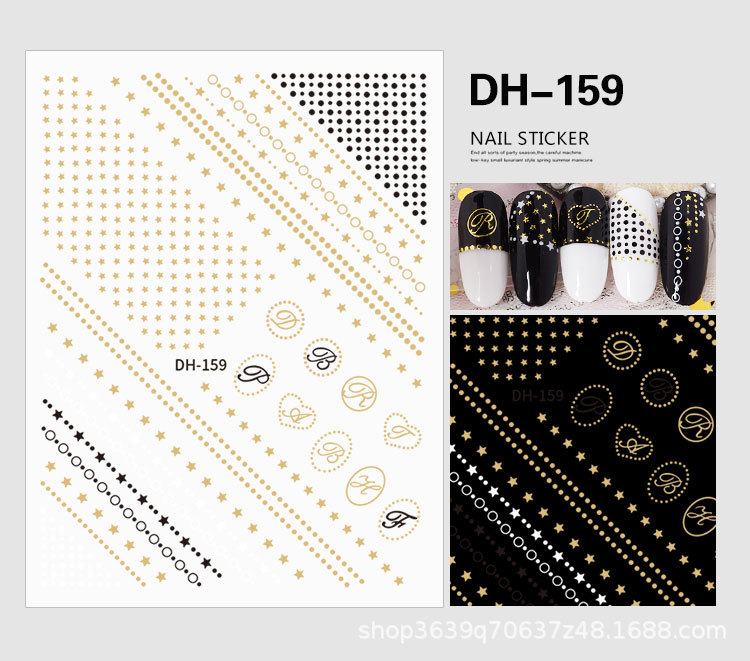 Japanese Nail Sticker Champagne Gold Nail Sticker 3D with Adhesive Graceful Nail Sticker Decorative Nail Shaped Piece
