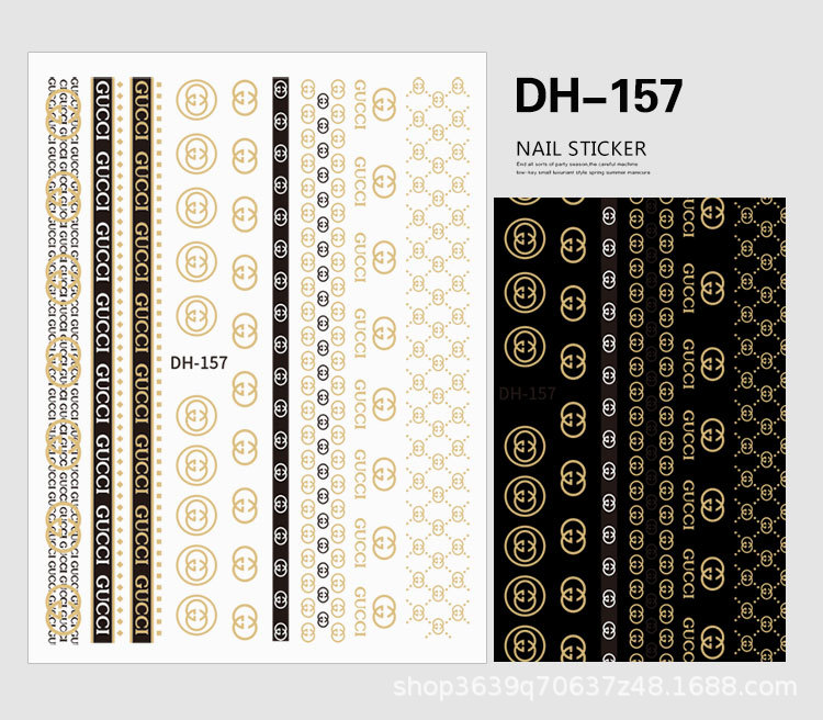 Japanese Nail Sticker Champagne Gold Nail Sticker 3D with Adhesive Graceful Nail Sticker Decorative Nail Shaped Piece