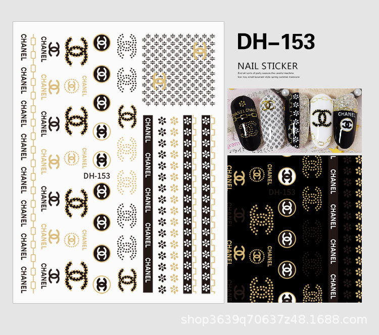 Japanese Nail Sticker Champagne Gold Nail Sticker 3D with Adhesive Graceful Nail Sticker Decorative Nail Shaped Piece