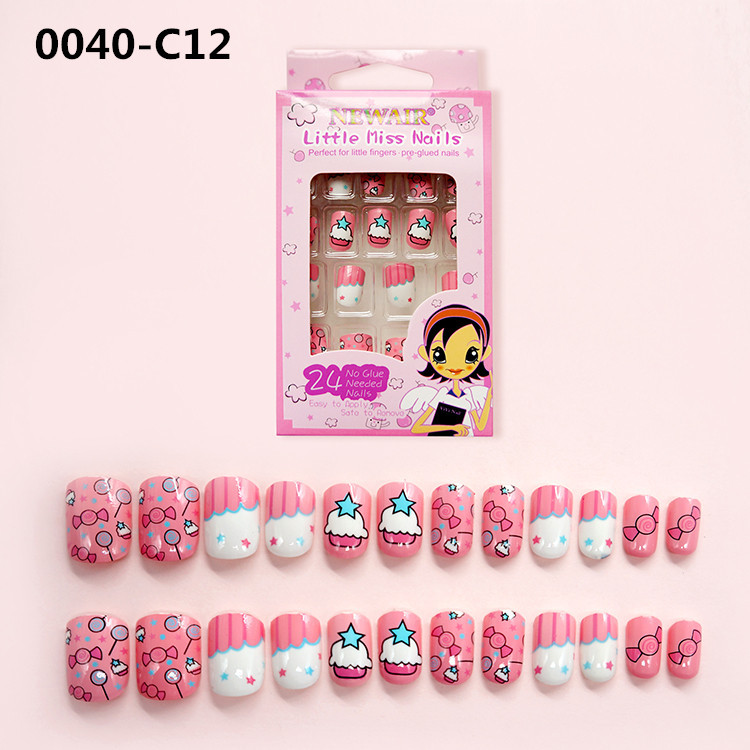 Joyme Finished Nail Beauty 24 Pieces Wear Nail Tip Children's Fake Nails Adhesive Nail Sticker Nail Tips Nail Tip