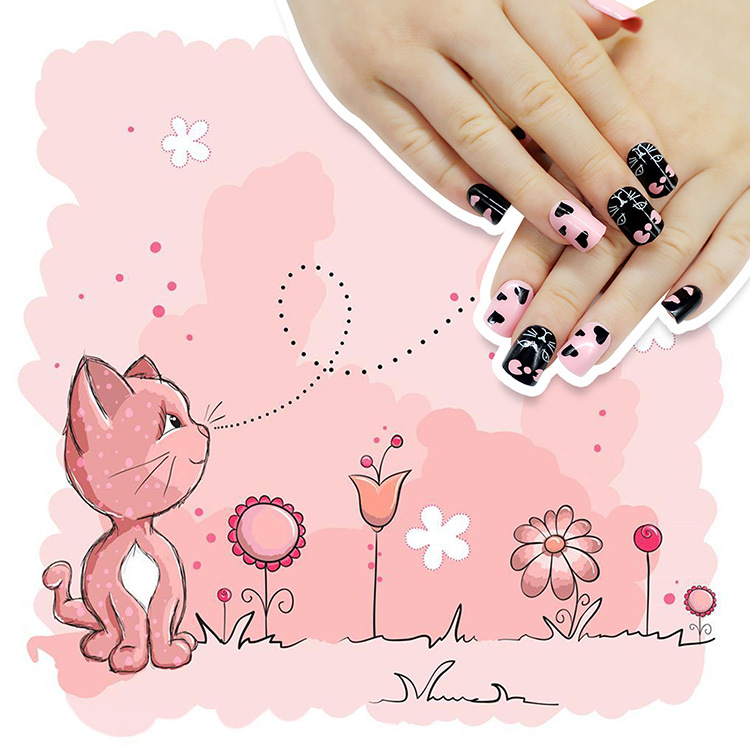 Joyme Finished Nail Beauty 24 Pieces Wear Nail Tip Children's Fake Nails Adhesive Nail Sticker Nail Tips Nail Tip