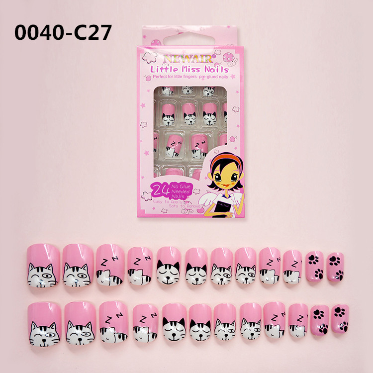Joyme Finished Nail Beauty 24 Pieces Wear Nail Tip Children's Fake Nails Adhesive Nail Sticker Nail Tips Nail Tip