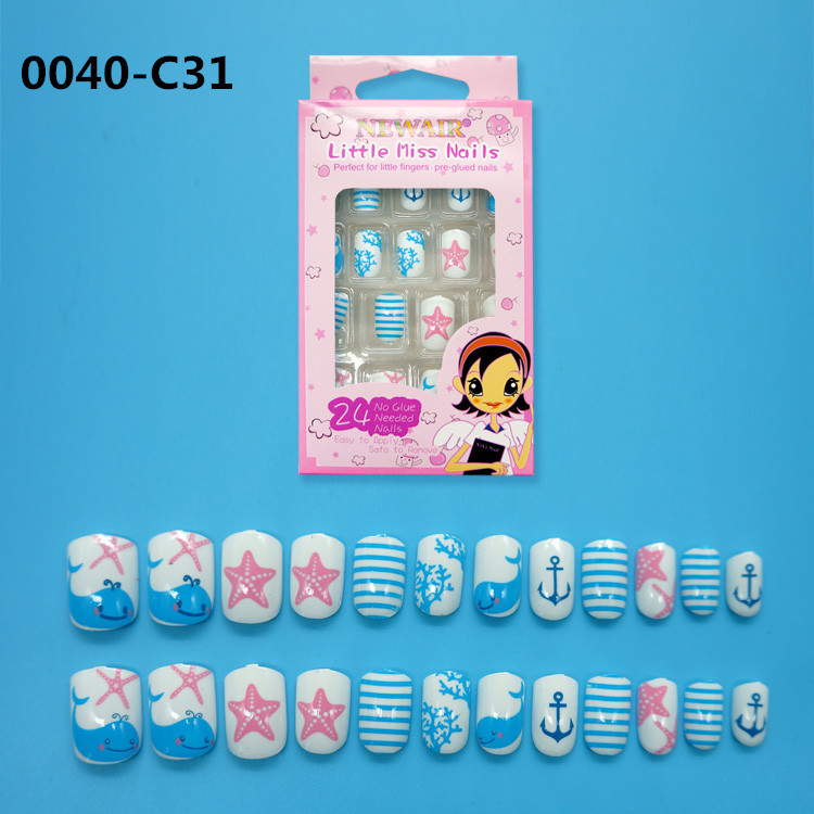 Joyme Finished Nail Beauty 24 Pieces Wear Nail Tip Children's Fake Nails Adhesive Nail Sticker Nail Tips Nail Tip