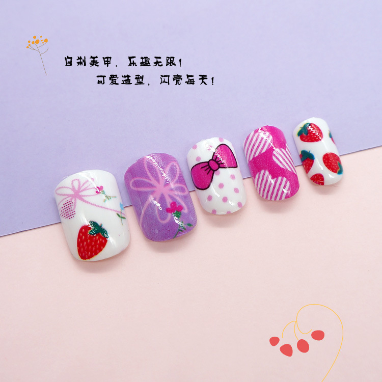 Joyme Finished Nail Beauty 24 Pieces Wear Nail Tip Children's Fake Nails Adhesive Nail Sticker Nail Tips Nail Tip