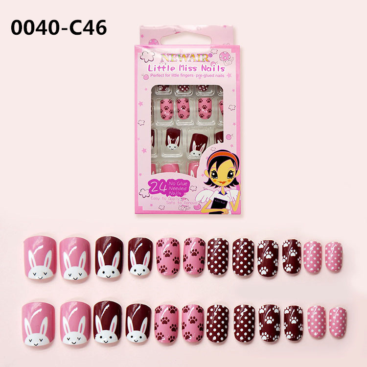 Joyme Finished Nail Beauty 24 Pieces Wear Nail Tip Children's Fake Nails Adhesive Nail Sticker Nail Tips Nail Tip