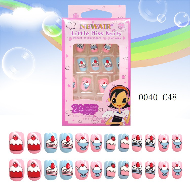 Joyme Finished Nail Beauty 24 Pieces Wear Nail Tip Children's Fake Nails Adhesive Nail Sticker Nail Tips Nail Tip