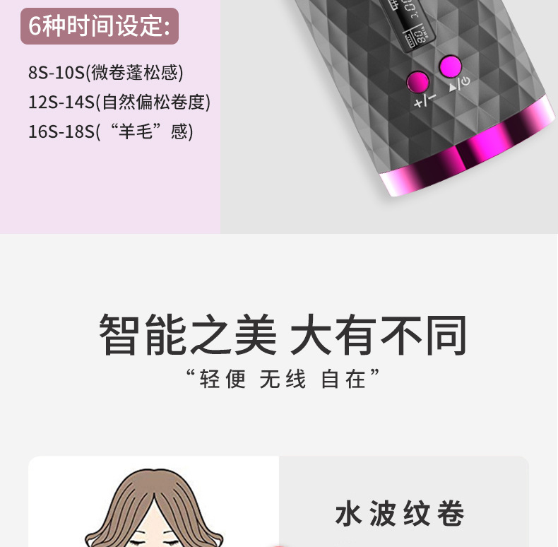 Electric Hair Curler Wireless Charging Hair Curler Automatic Rotating Shape Portable Marcel Waver Cross-Border Curler