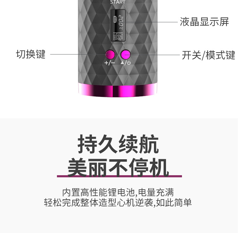 Electric Hair Curler Wireless Charging Hair Curler Automatic Rotating Shape Portable Marcel Waver Cross-Border Curler
